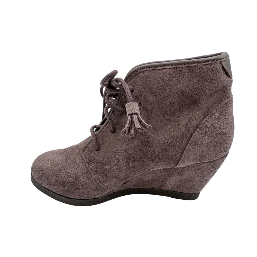Mallyy Wedge Booties Women's Lace Up Tassel Faux Suede Taupe 8.5M‎